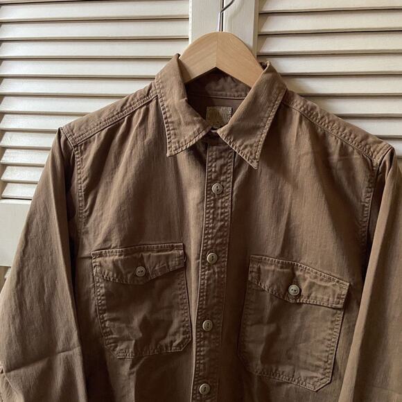 $165 Runabout Goods Guide Shirt Cotton Twill L/S Work Shirt Walnut Brown Size S - Picture 3 of 8